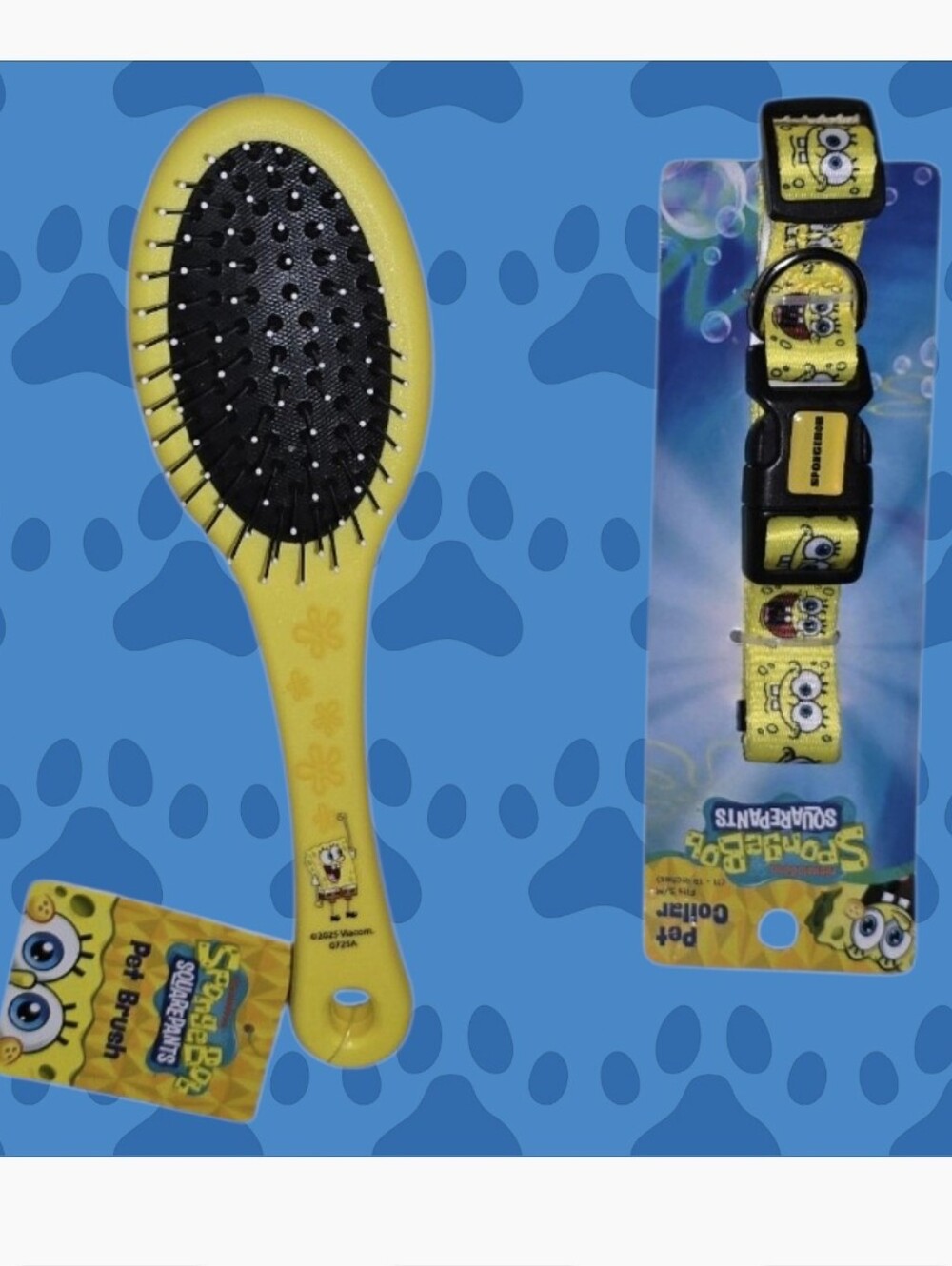 SpongeBob Squarepants Yellow Kids Hair Brush and Matching Yellow Pet Collar